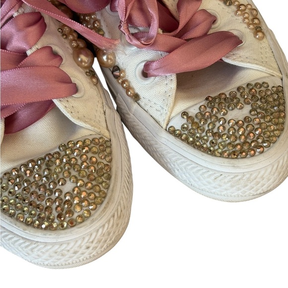 Converse Pearl Bling Low Top Womens Sneakers Size 7 Wedding Fancy - Picture 2 of 12
